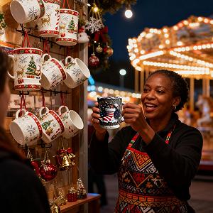 Кружка Рождественская, структура коры деревьев, праздничная, с дизайном елки synthetic.ua - Фото 1
