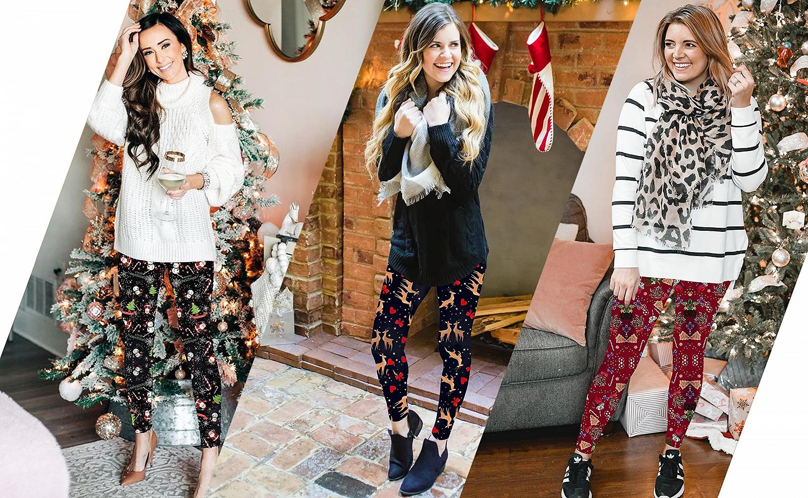 Леггинсы Love My Fashions Рождественские с высокой талией и оригинальным узором, фото №2