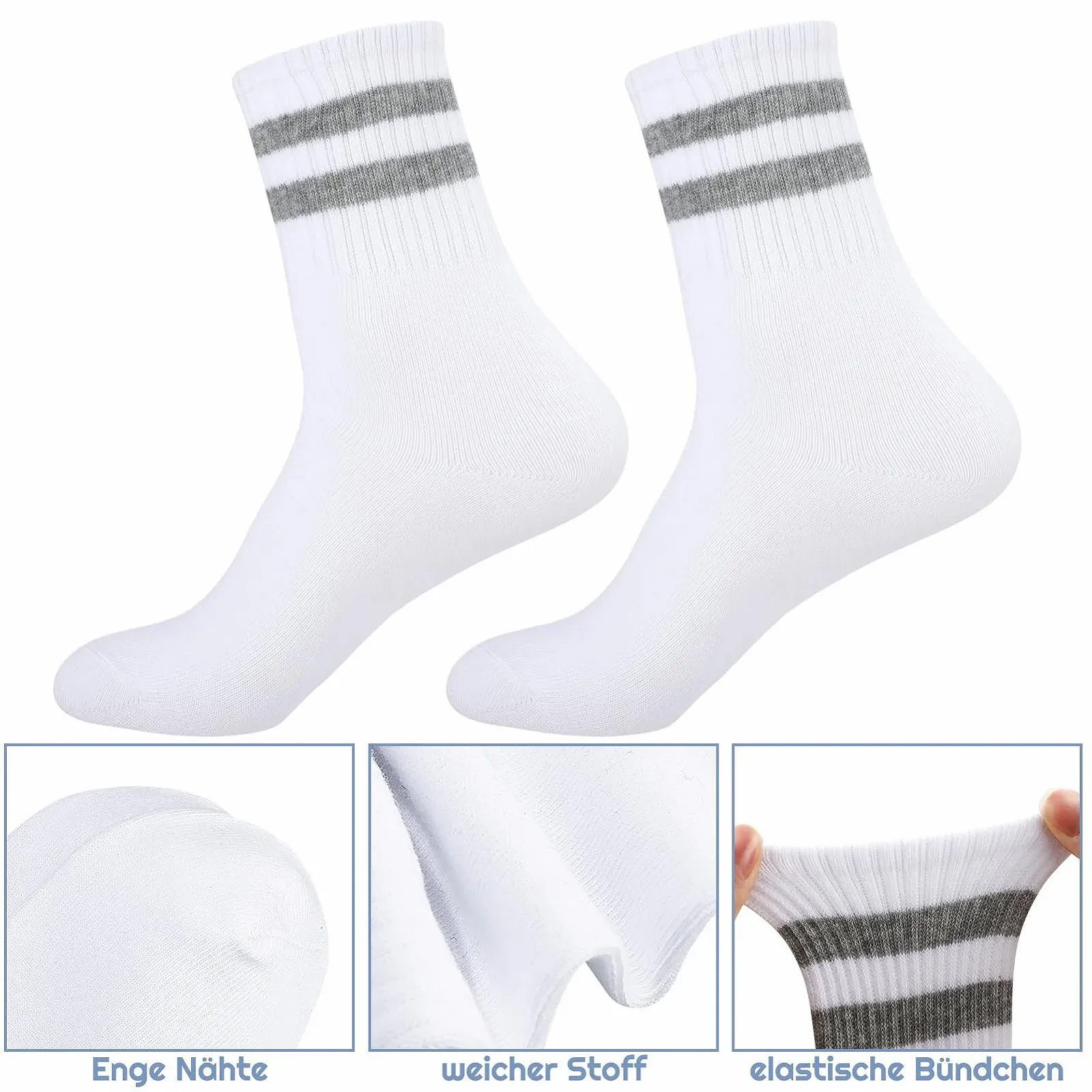 Носки теннисные Женские Полосатые Хлопковые Спортивные, 6 пар, фото №3 Носки теннисные Женские Полосатые Хлопковые Спортивные, 6 пар, фото №3