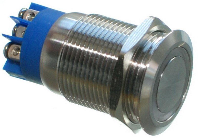 Кнопка антивандальна VJ Parts d22mm стрижка 19mm h36mm 6 контактів під вінт індикація, фото №1
