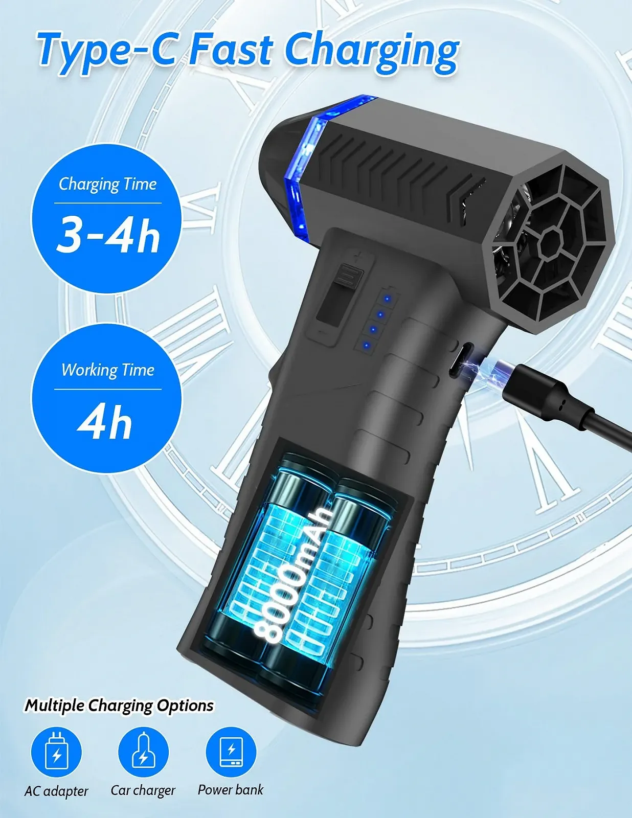 Электрическая воздуходувка LAMA Mini Jet Blower 130000 RPM переносная, фото №4 Электрическая воздуходувка LAMA Mini Jet Blower 130000 RPM переносная, фото №4