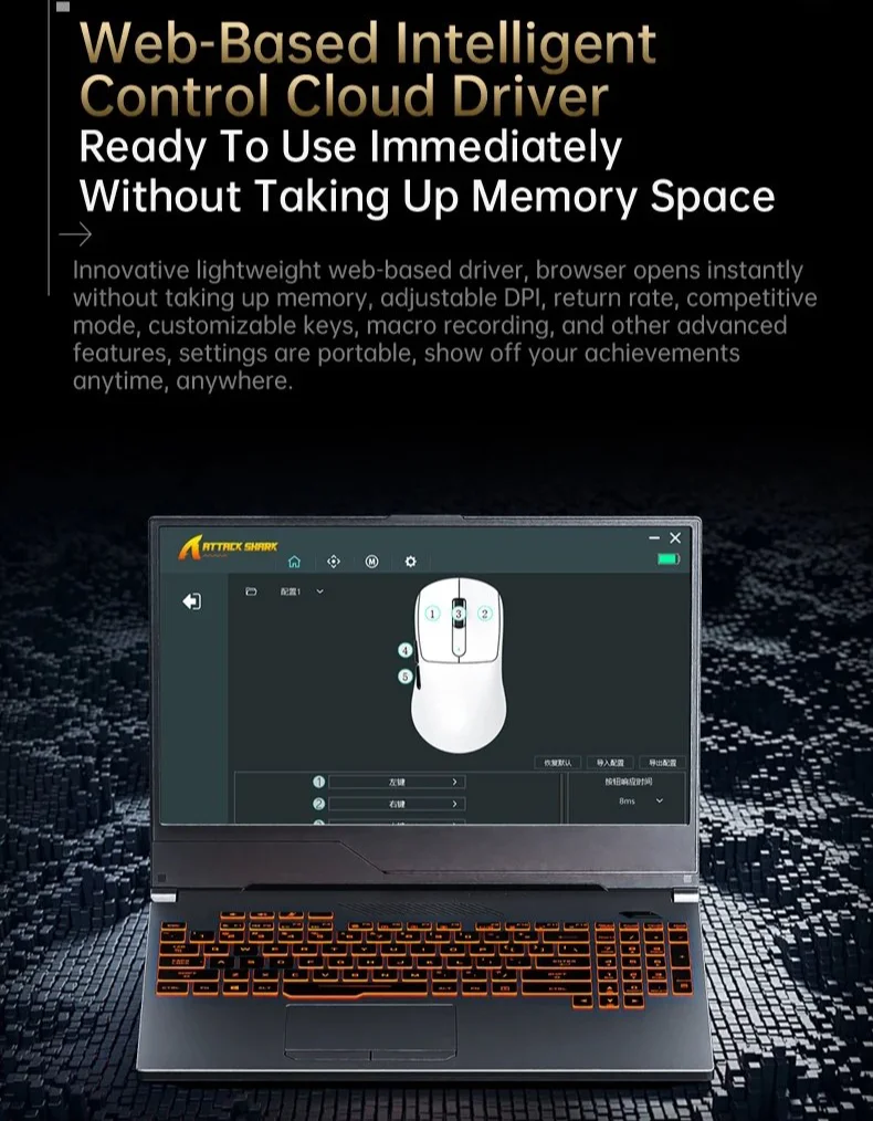 Игровая мышка Attack Shark V5 White PAW3950MAX 42K DPI 8000Гц 750IPS 50G, фото №9