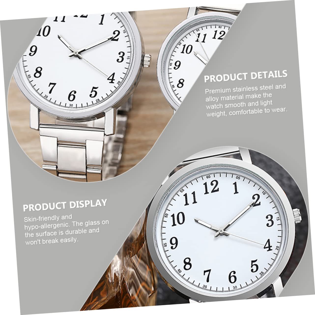 Часы LIFKOME Парные часы Современные часы Кварцевые Серебристый, серебристый (2 шт.), фото №7