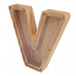 Скарбничка Kikumi Wooden Letter V Shaped Дерев'яний алфавіт Велика Прозора панель - Фото 1