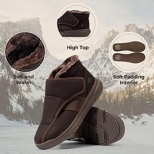 Чоботи FitVille Extra Wide Shoes для чоловіків Зимові з теплим покриттям і застібкою на липучці synthetic.ua - Фото 1