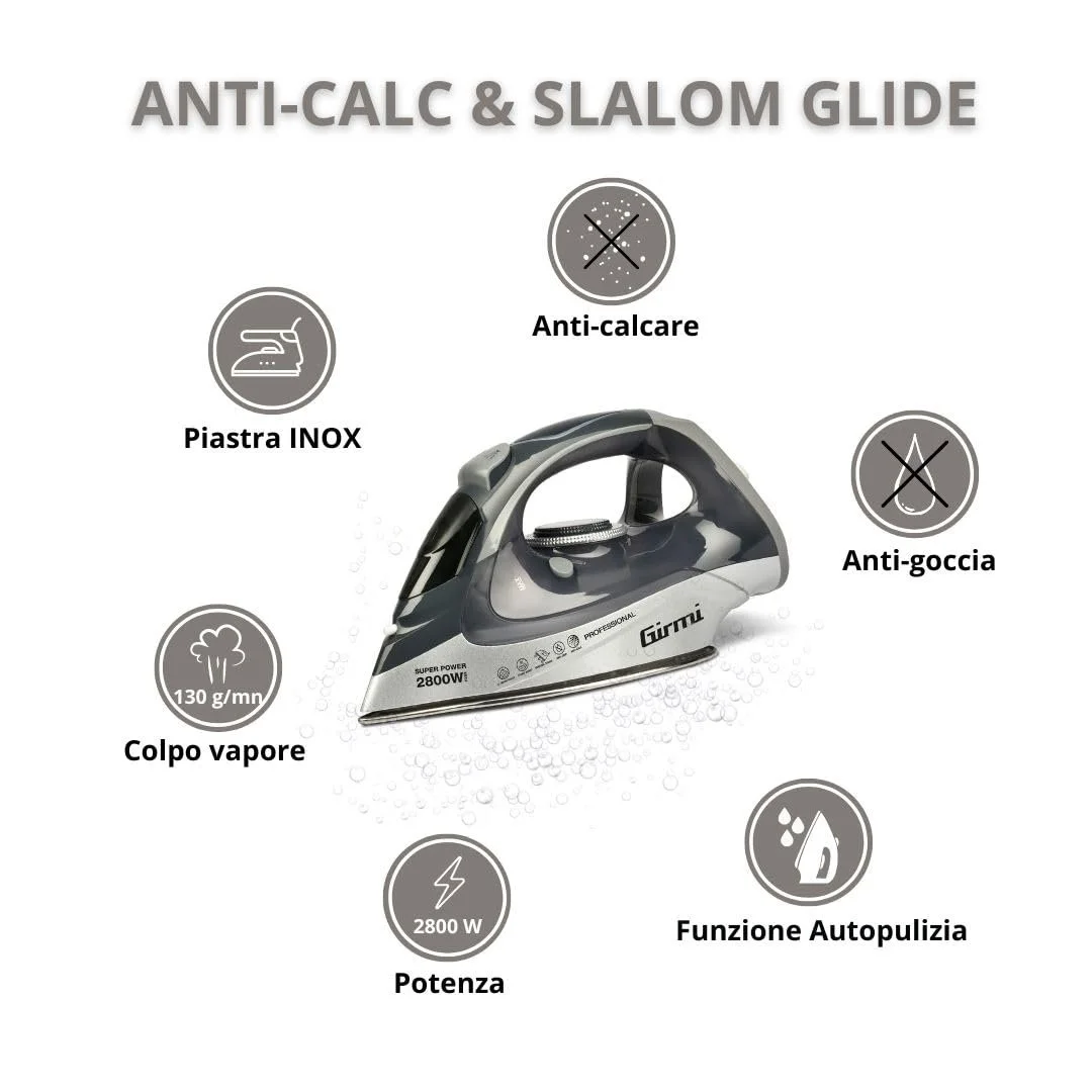 Праска парова Girmi ST63 2800 Вт 150 г/хв 400 мл сталева підошва Grey, фото №2