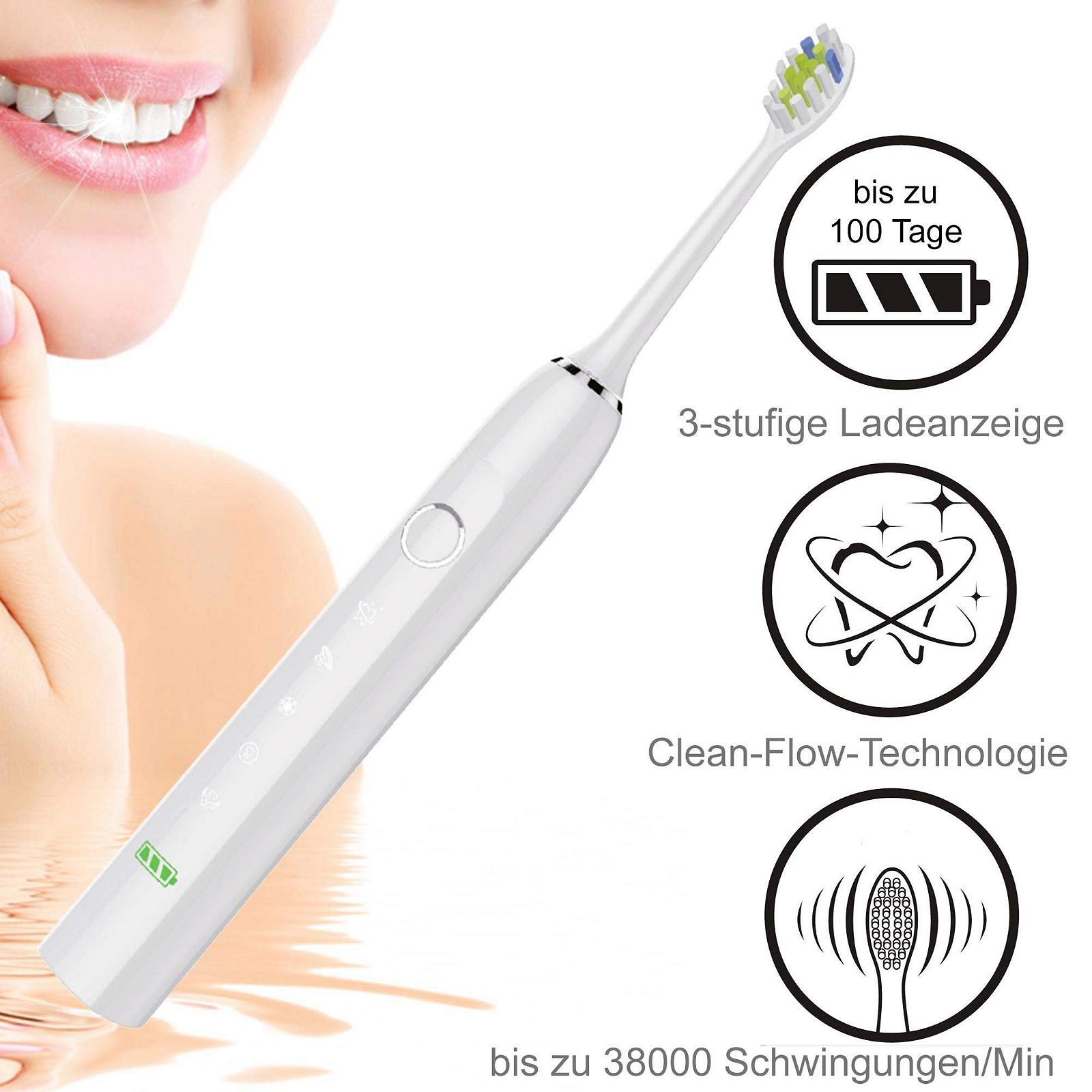 Електрична звукова зубна щітка @tec Ultralight Clean Flow 5 режимів 38000 вібрацій/хв 100 днів автономної роботи IPX7 USB, фото №2