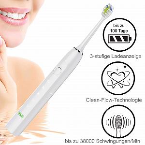 Електрична звукова зубна щітка @tec Ultralight Clean Flow 5 режимів 38000 вібрацій/хв 100 днів автономної роботи IPX7 USB synthetic.ua - Фото 1