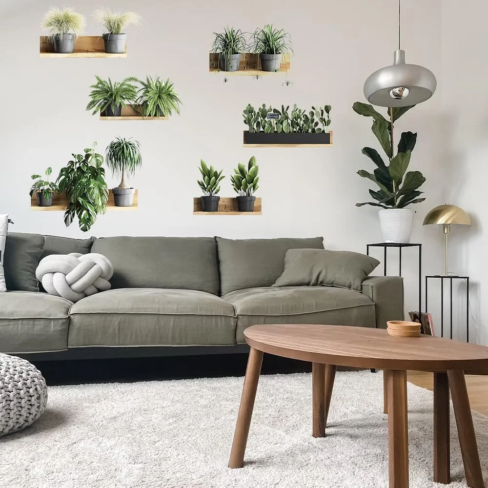 Наклейки на стіну Plants 4 шт. Самоклеючі Зелене листя Кактус, фото №7