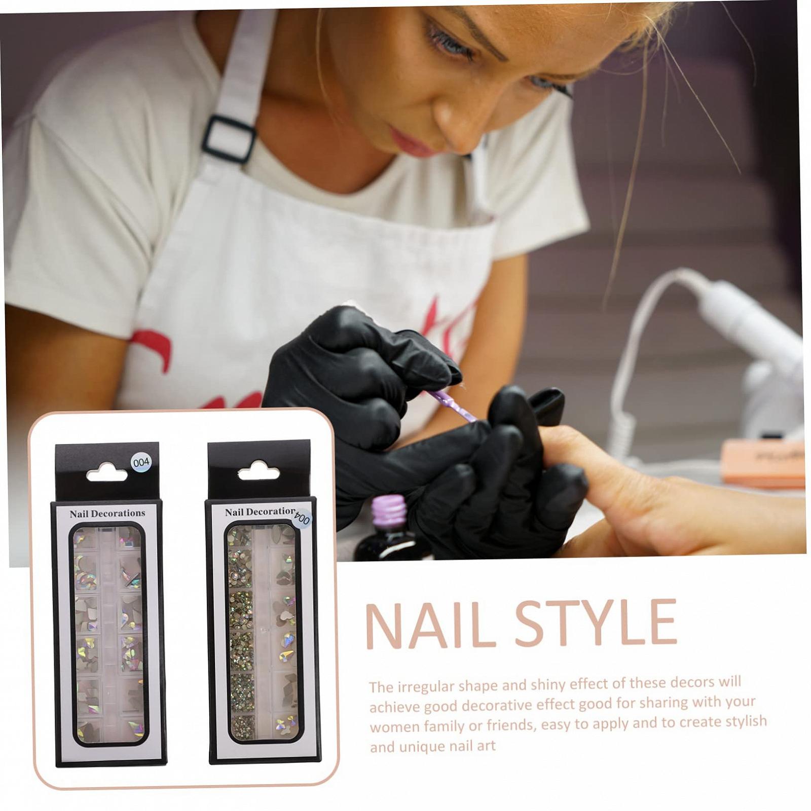Набор для украшения ногтей Healeved, коробки с неровными бриллиантами для ногтей, аксессуары для креативного дизайна ногтей для начинающих и профессионалов для стильных проектов нейл-арта, фото №2