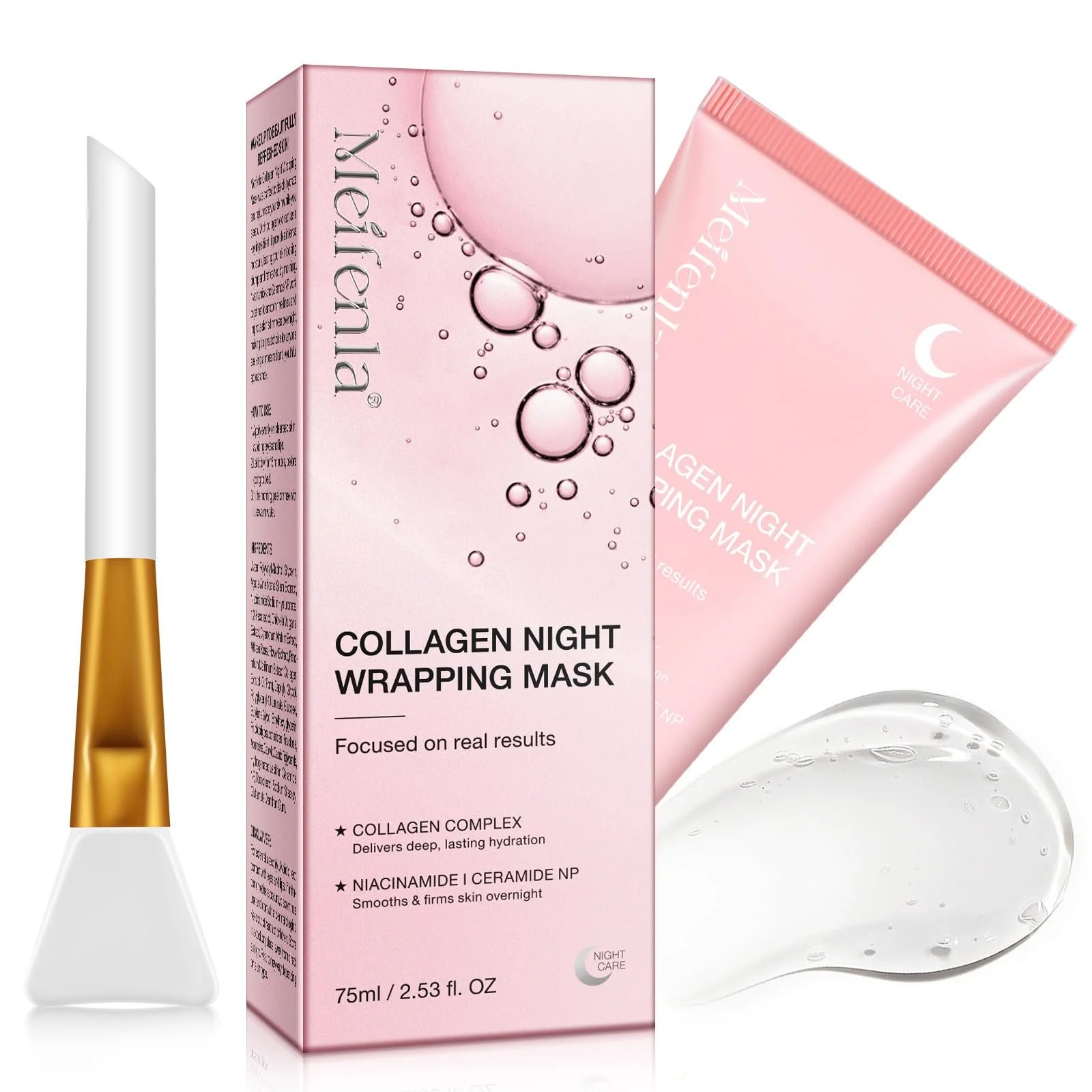 Нічна маска для обличчя з колагеном, органічна, для сяючої шкіри, фото №1