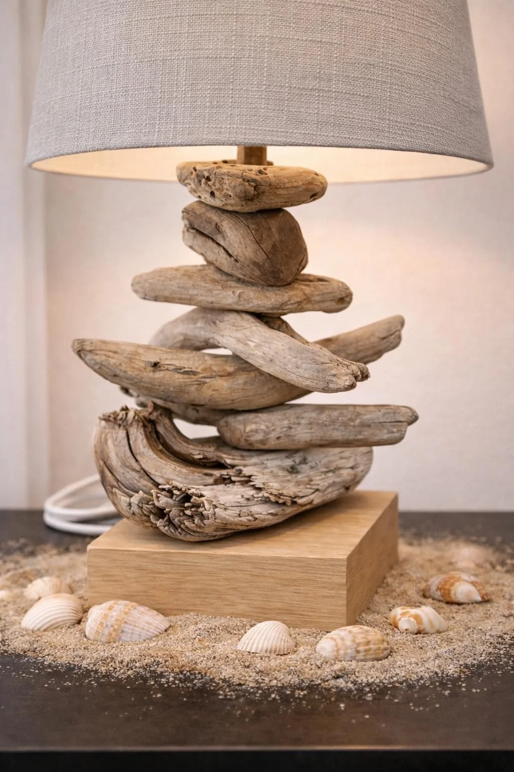 Настільна лампа Ручна робота Driftwood Light Grey, фото №3