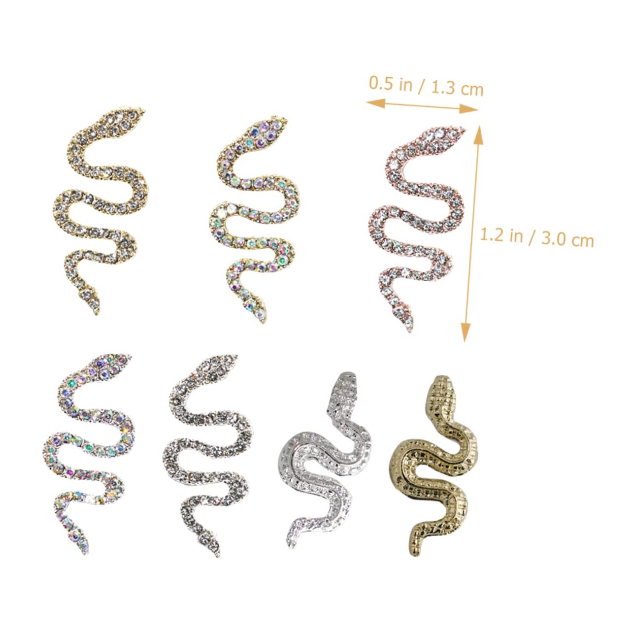 Украшения для ногтей в виде змей, 7 шт., сплав, камни для маникюра, подвески в виде змей, украшения для дизайна ногтей, фото №4