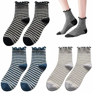 Шкарпетки з рюшами для жінок 3 пари Смугасті - Фото 1