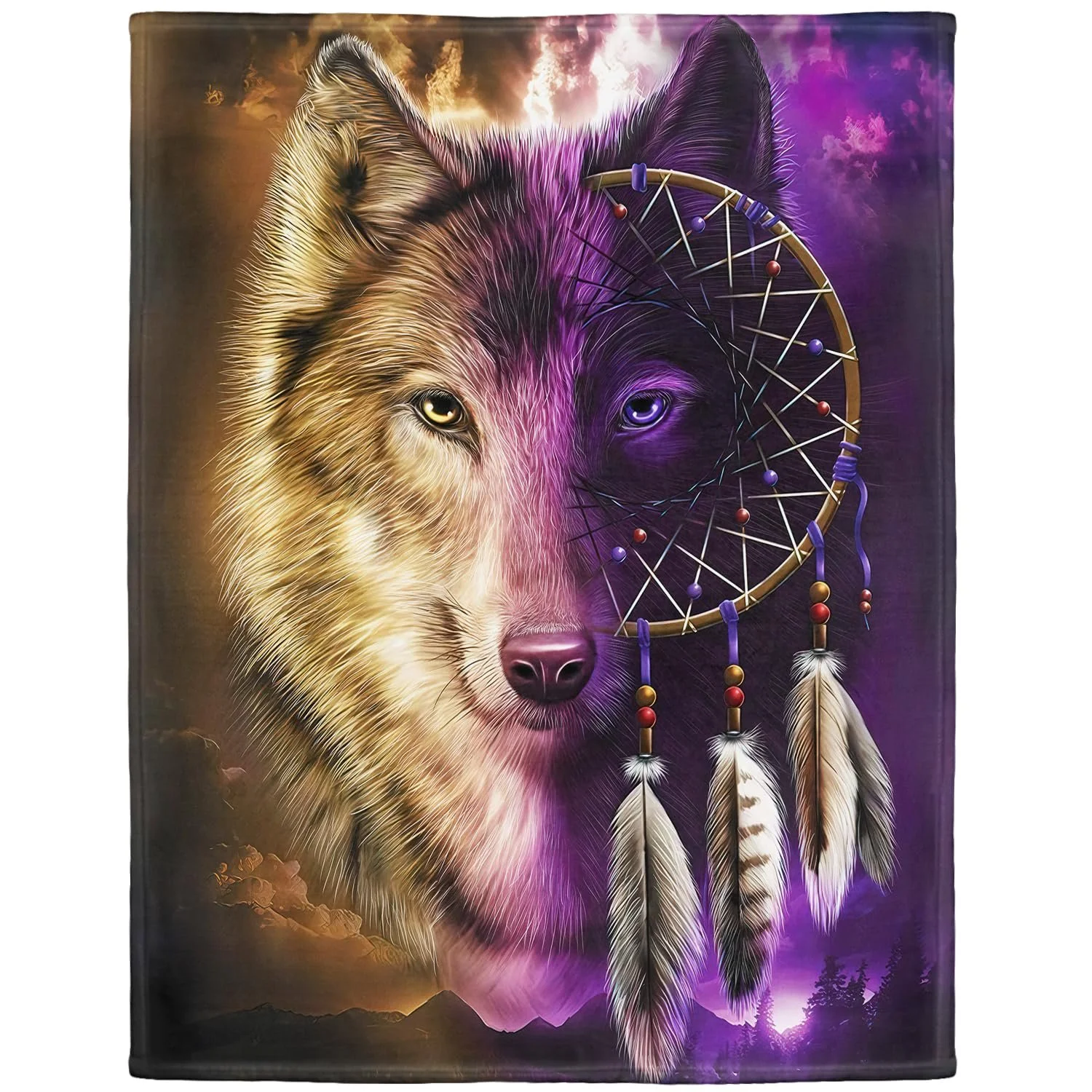 Плед YISUMEI Wolf Dreamcatcher, фліс, фото №1 Плед YISUMEI Wolf Dreamcatcher, фліс, фото №1
