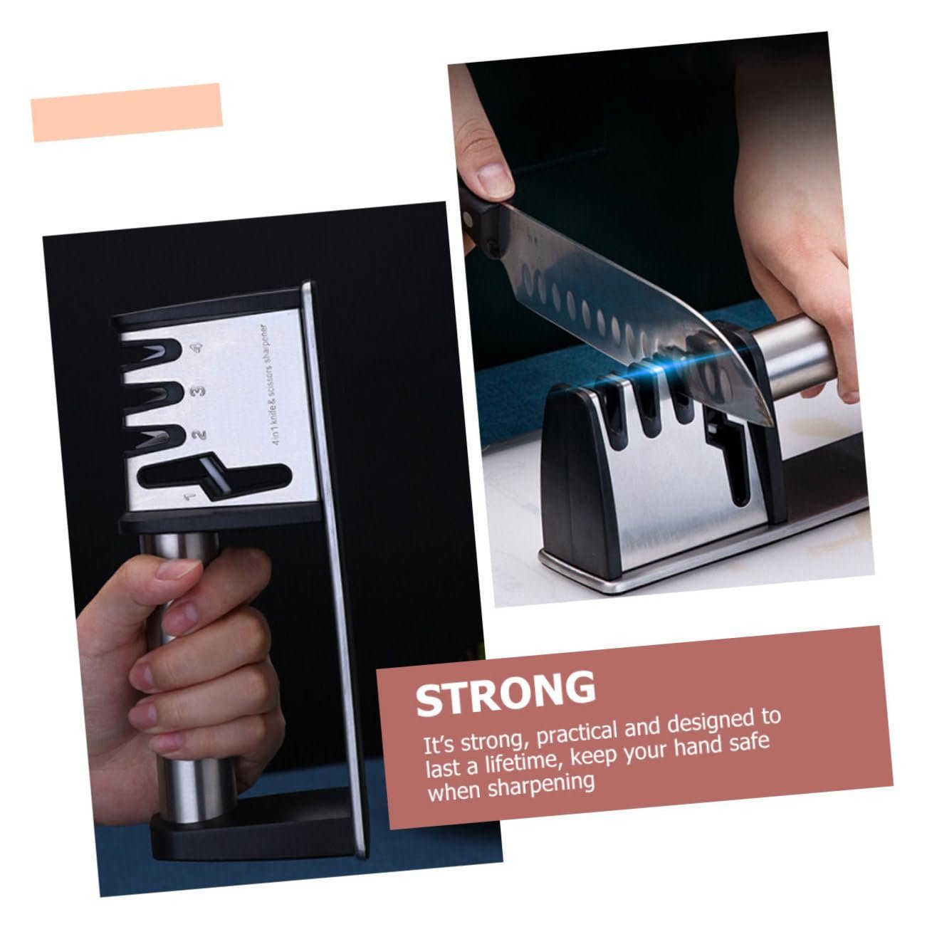 Ручная точилка для ножей и ножниц эргономичная серебристая, фото №7