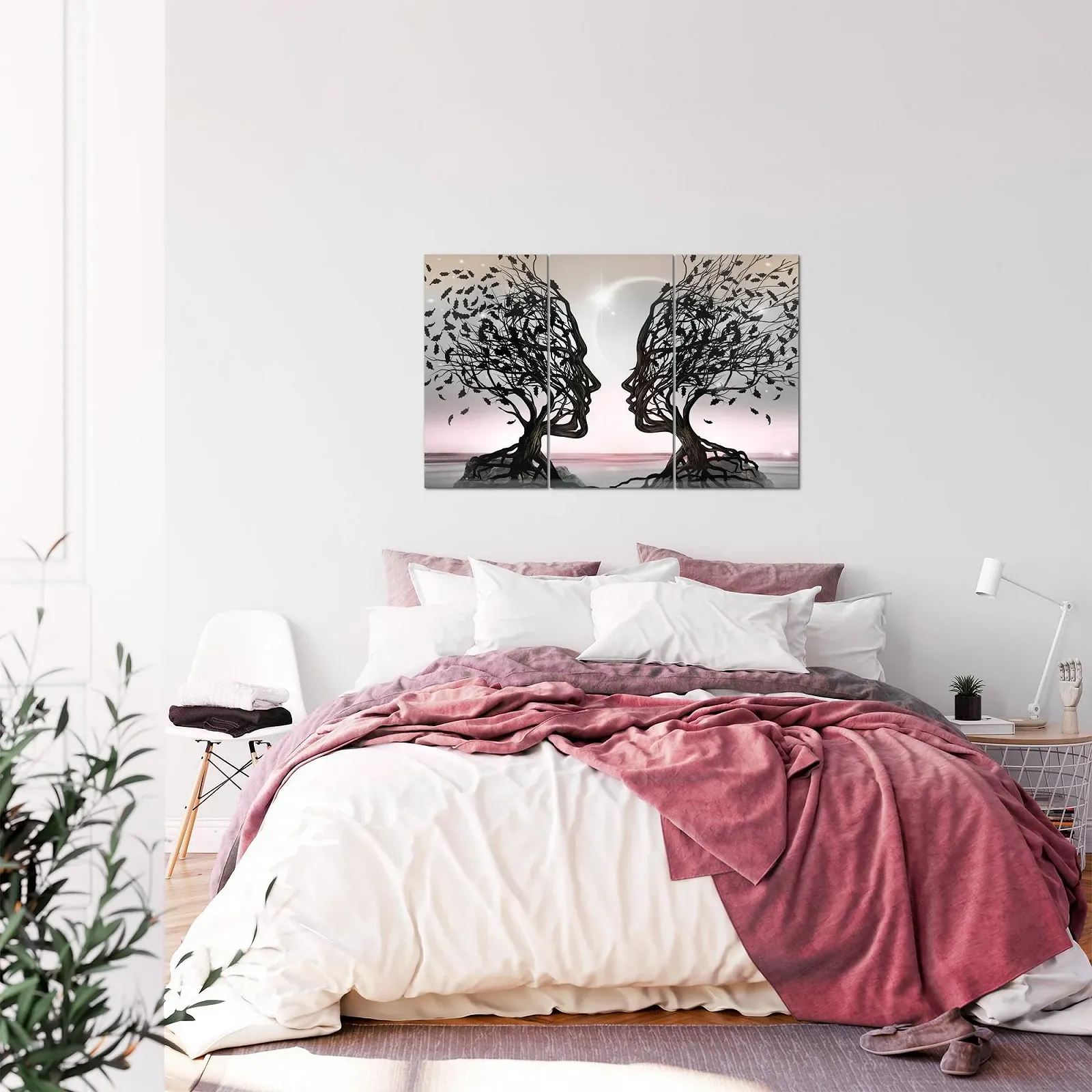 Картина Runa Art Abstract Tree XXL 120 x 80 см 3-Piece Grey Pink, фото №2