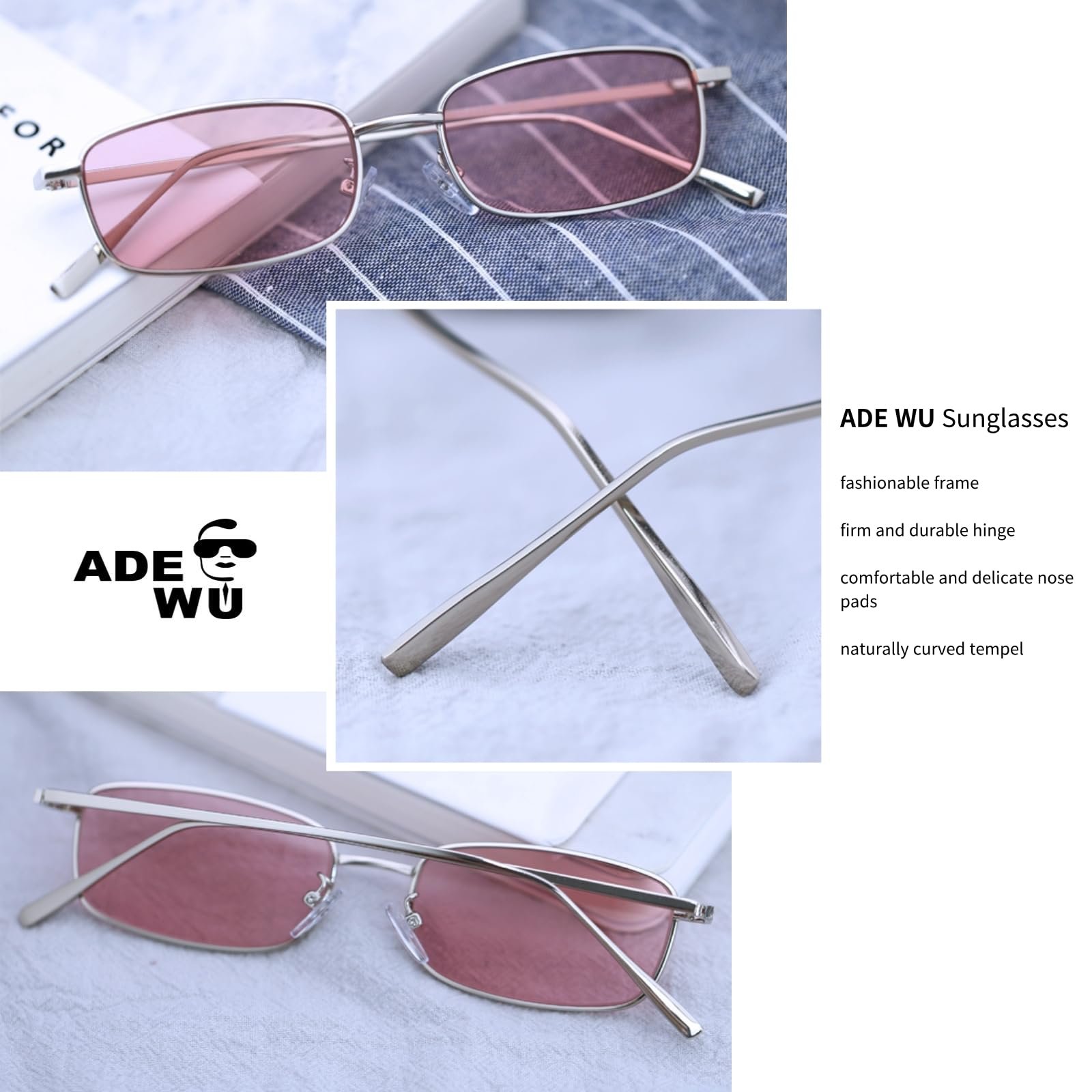 Сонцезахисні окуляри Retro Adewu Прямокутні Vintage Овальні для чоловіків та жінок, фото №4