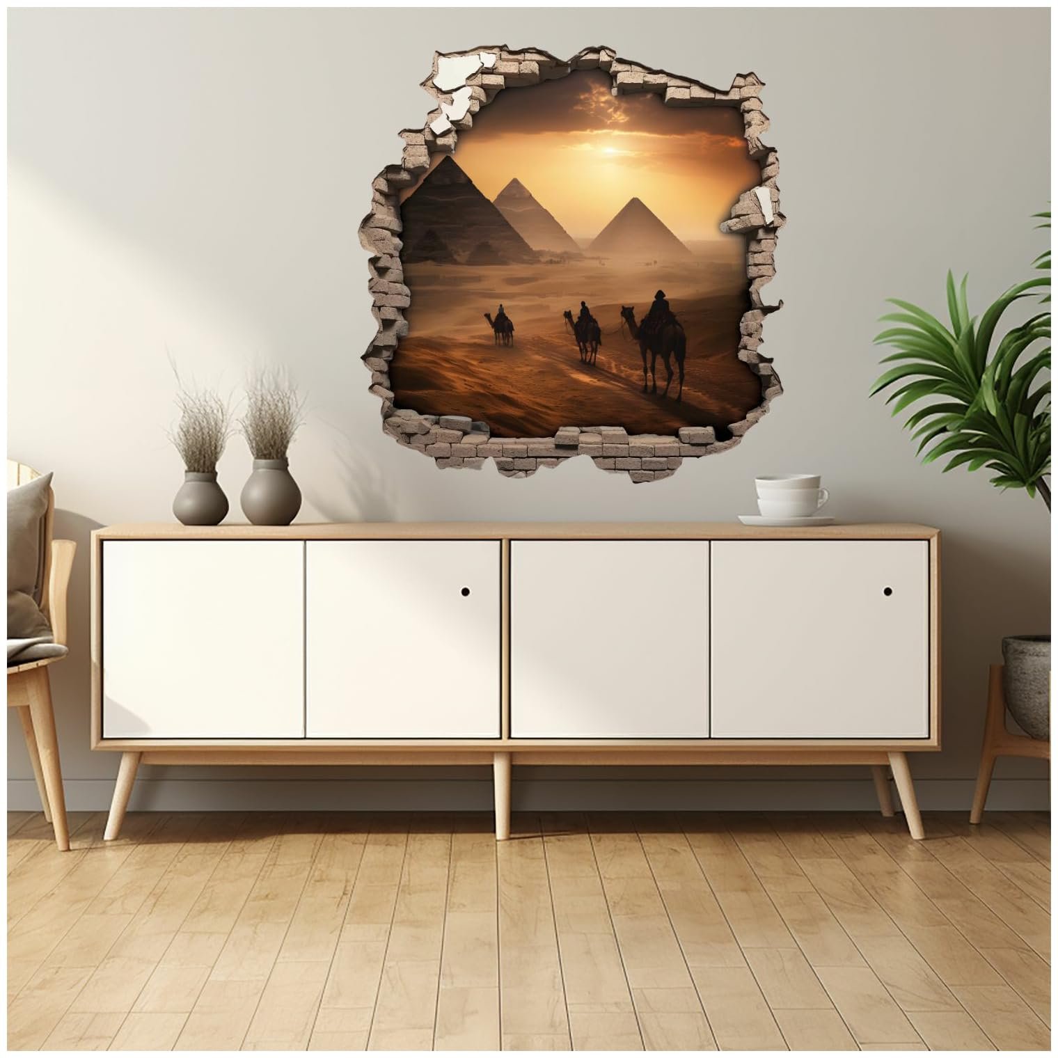 Наклейка на стіну Samunshi Wall Hole Wall Crack with Pyramids 70 x 70 см Multi-colored, фото №3