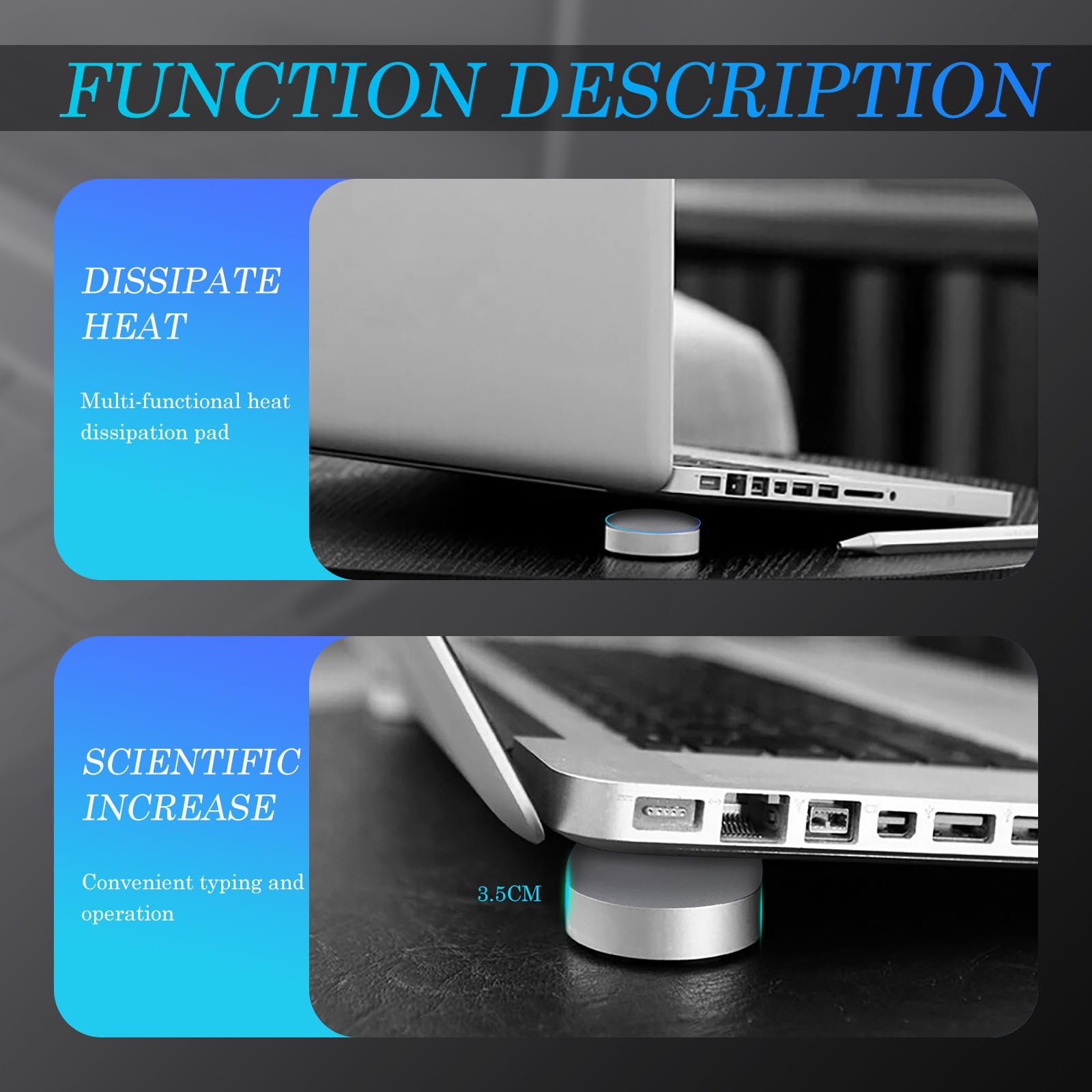 Підставка для ноутбука алюмінієва GALPADA, набір 2 шт., регульована по висоті, портативна, фото №3