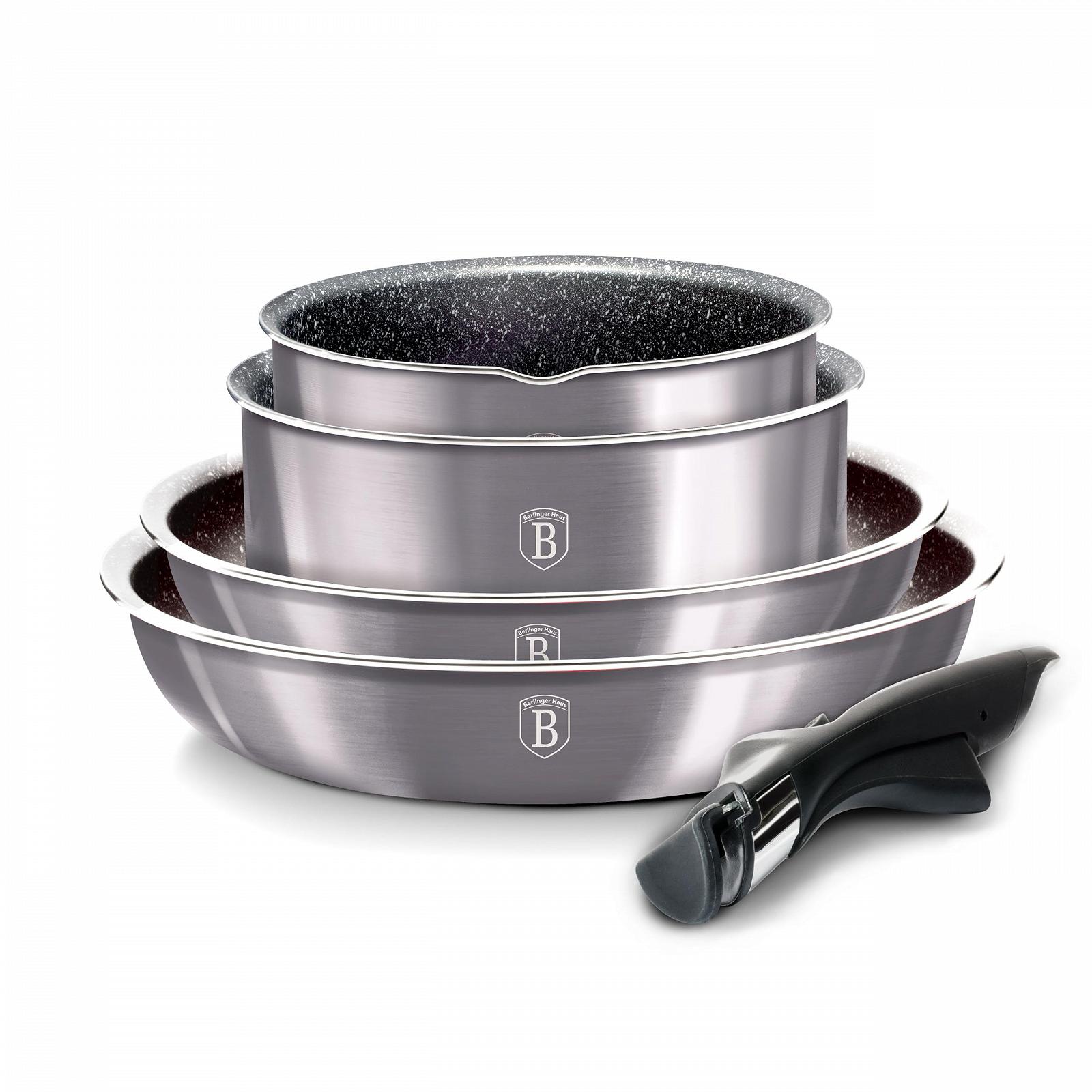 Набор кастрюль Berlinger Haus Induction 9 Штук Съемная Ручка Взаимозаменяемая Антипригарное Покрытие без PFOA Алюминий Лунный Свет, фото №1 Набор кастрюль Berlinger Haus Induction 9 Штук Съемная Ручка Взаимозаменяемая Антипригарное Покрытие без PFOA Алюминий Лунный Свет, фото №1
