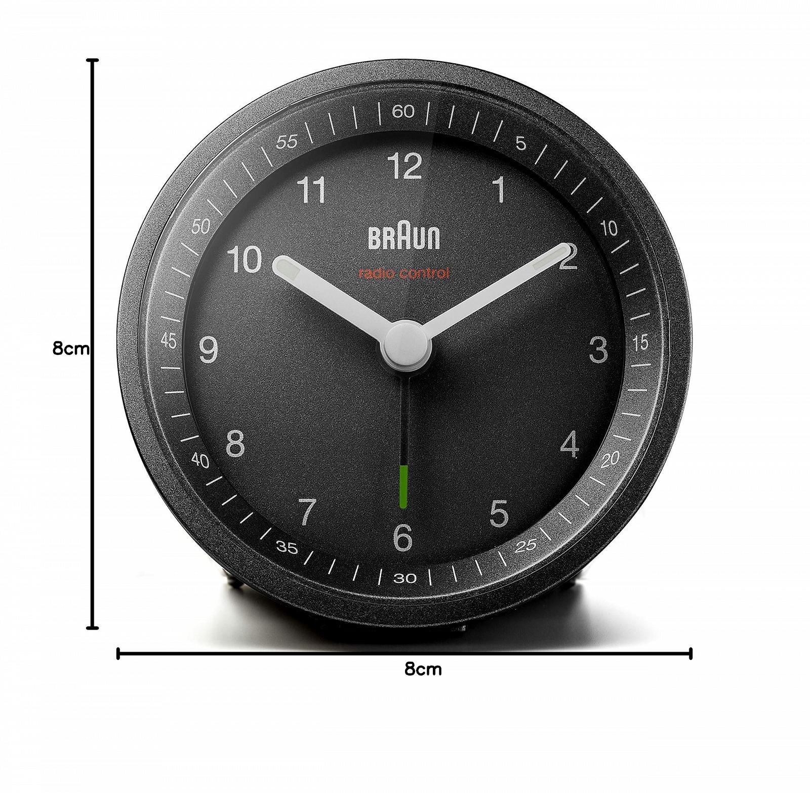 Аналоговый радиобудильник Braun Classic BC07B-DCF с функцией повтора сигнала и подсветкой, тихий механизм, нарастающий сигнал будильника, черный, фото №9