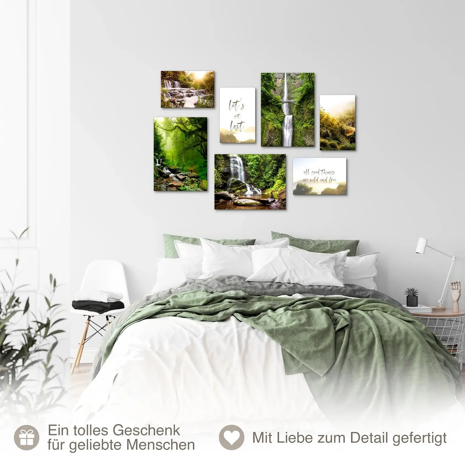 Настінна картина Novart Лісовий водоспад 7 панелей N033971a Зелена, фото №5 Настінна картина Novart Лісовий водоспад 7 панелей N033971a Зелена, фото №5