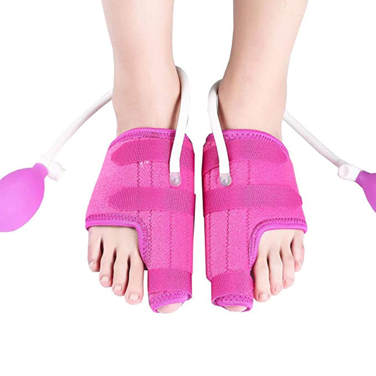 Коректор великого пальця стопи пневматичний Valgus Corrector з регульованим тиском повітря, шина денна та нічна / 1 пара, рожевий, фото №1