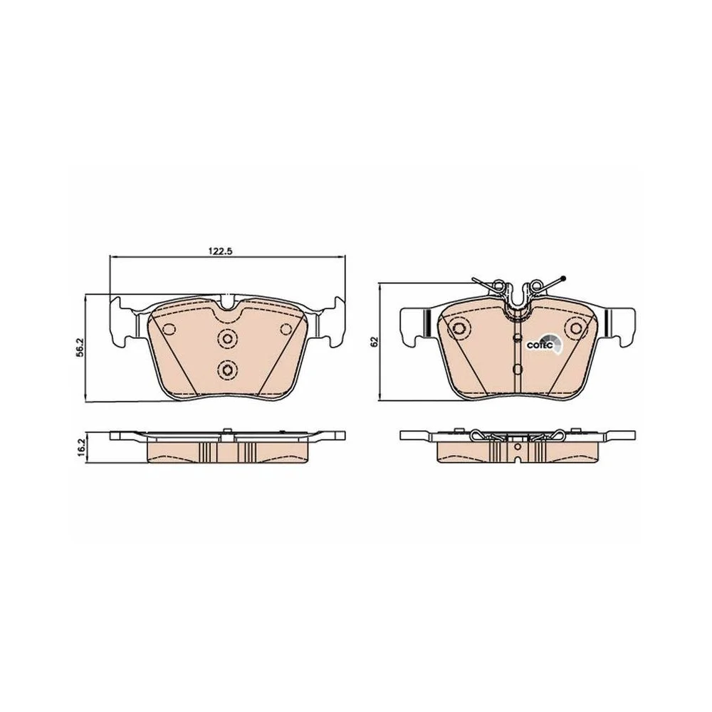 Комплект гальмівних колодок, дискове гальмо TRW COTEC GDB2071 для MERCEDES-BENZ, задня вісь, фото №1