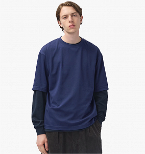 Футболка Uniqlo Airism Cotton Oversized Crew Neck Half-Sleeve Blue 2XL - Фото 1