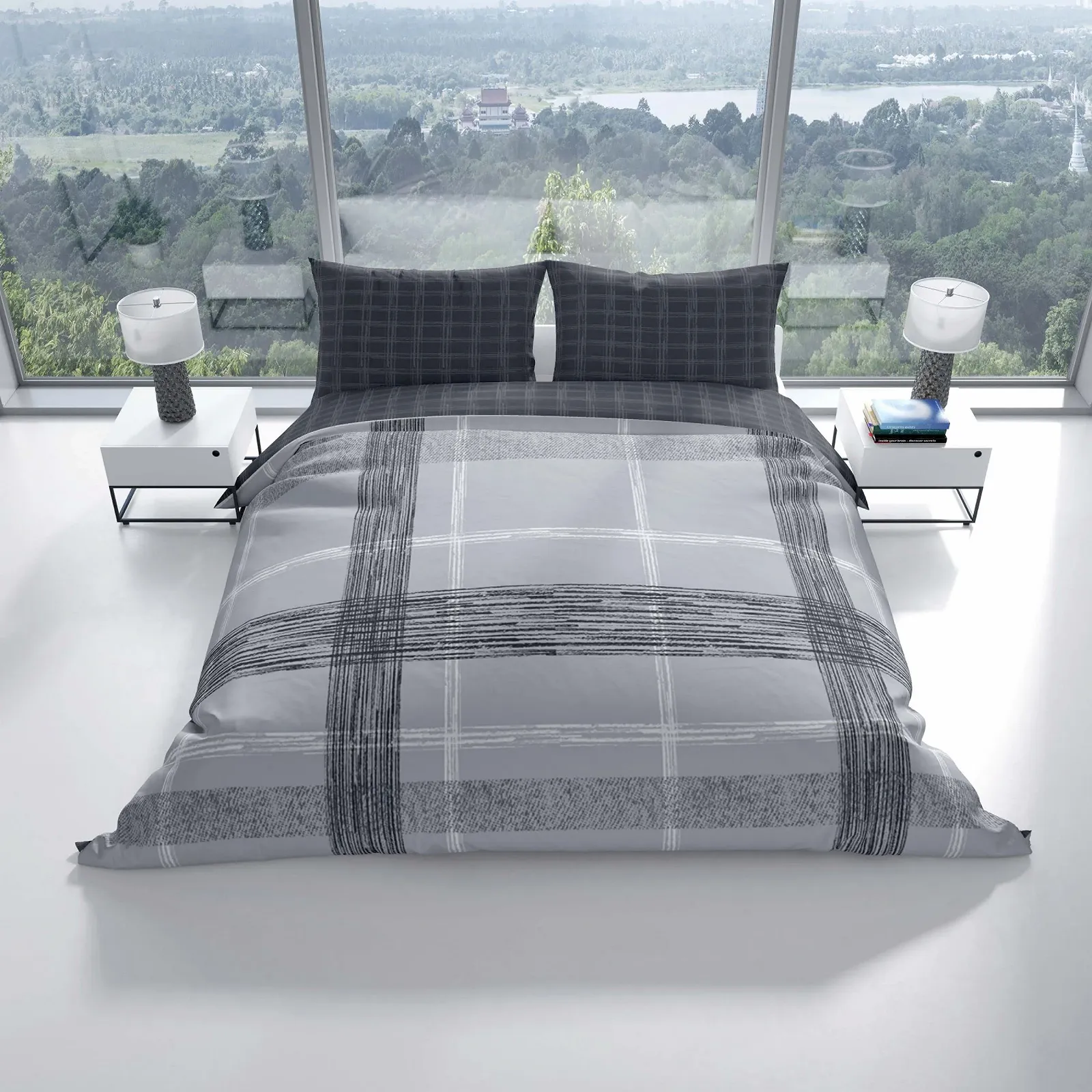 Постільна білизна Leonado Vicenti 100% Cotton Reversible 2 предмети 155 x 220 см Сіра смугаста, фото №2