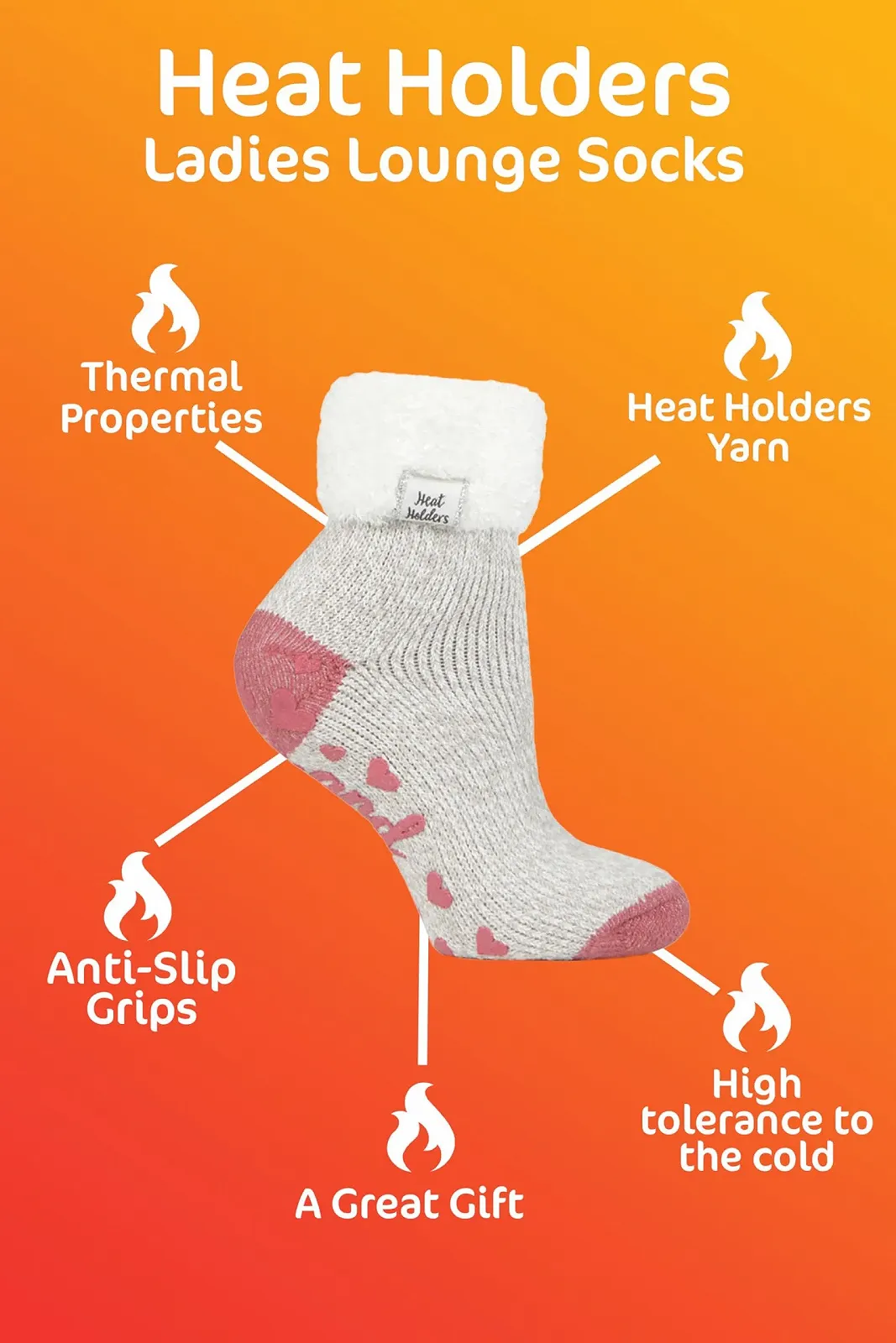 Термошкарпетки жіночі HEAT HOLDERS Abs Non-Slip Fleece з пухирцями, фото №5