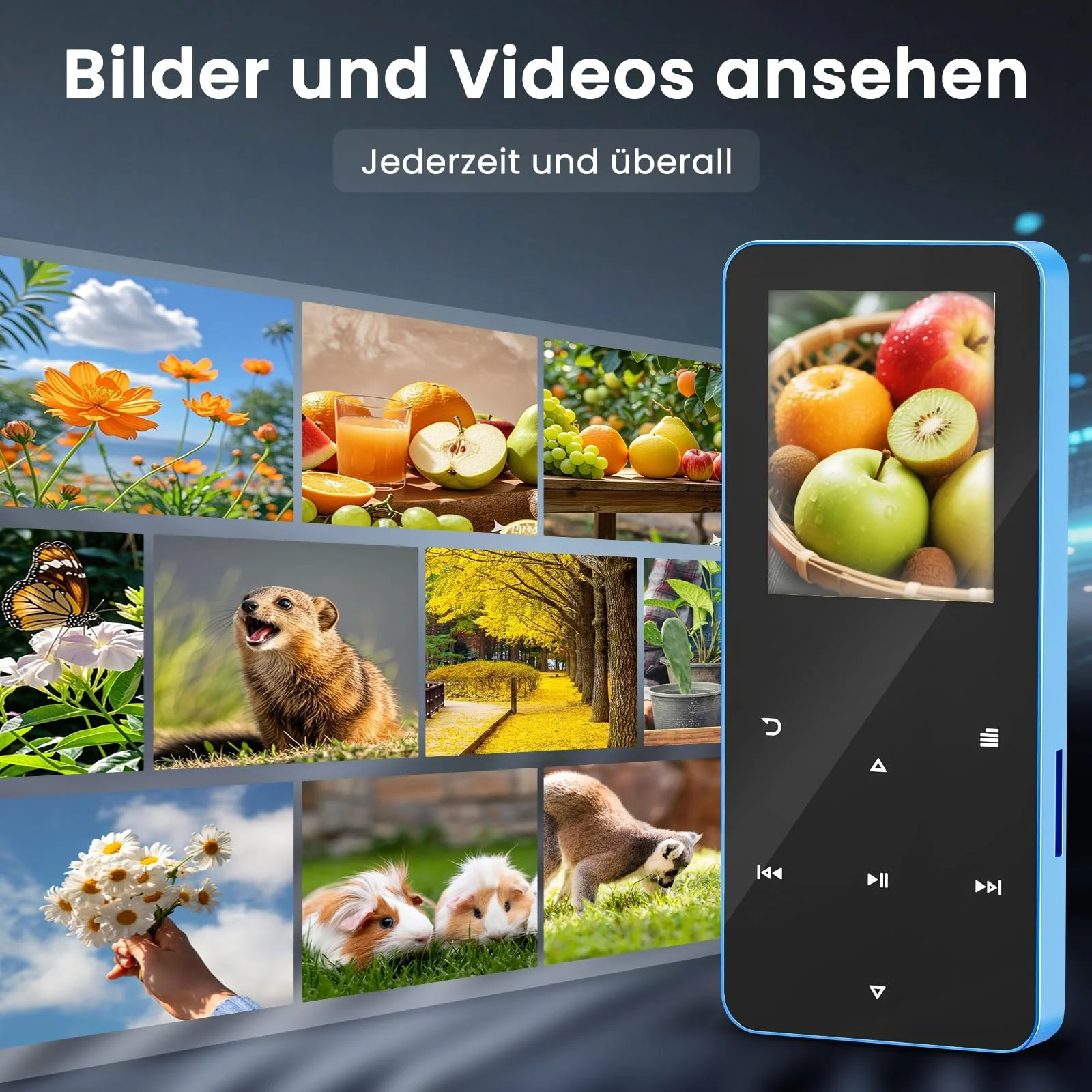 MP3-плеер HOVIN 128GB Bluetooth, с динамиком, наушниками, слотом для TF-карты, цветной экран 1,8 дюйма, FM-радио, видео, запись голоса, спортивный, фото №5
