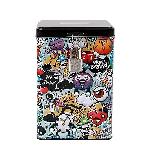 Скарбничка I-TOTAL Funny Money Box металева з замком Graffiti - Фото 1