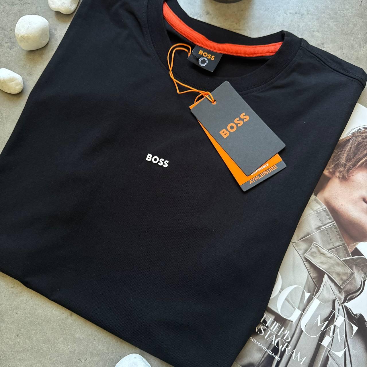 Мужская футболка Boss черная брендовая босс Качественная стильная на лето, фото №3