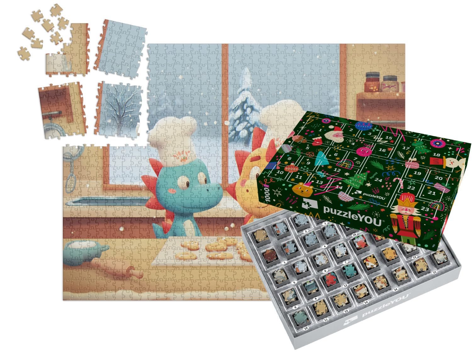 Пазл-адвент-календарь puzzleYOU Маленькая пекарня динозавров 1000 элементов, фото №1