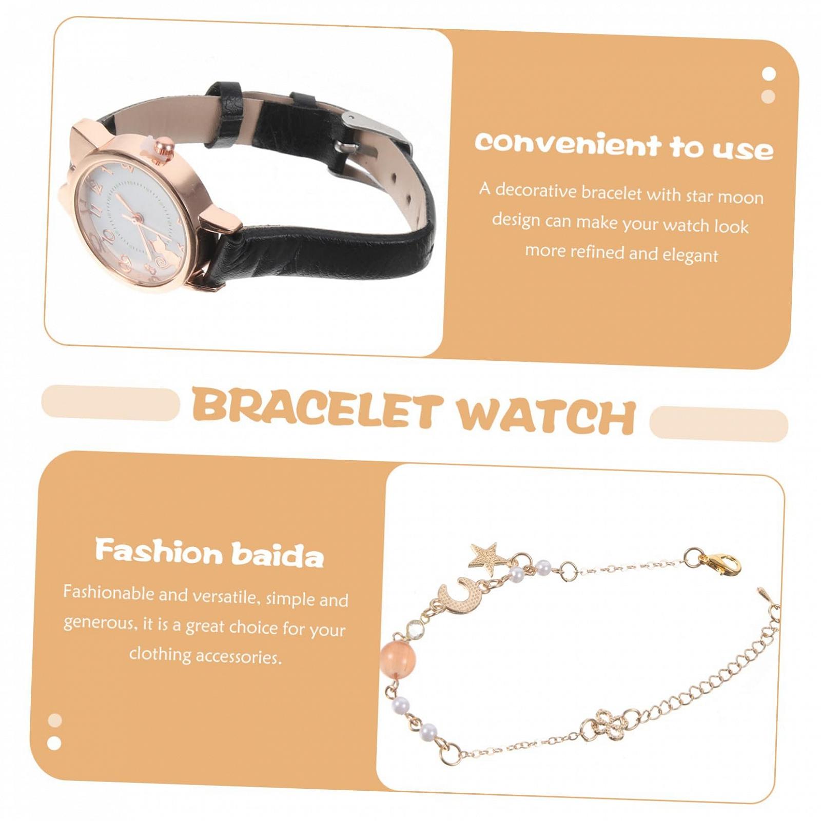 Жіночий кварцовий годинник PartyKindom з браслетом, шкіряний ремінець, фото №3