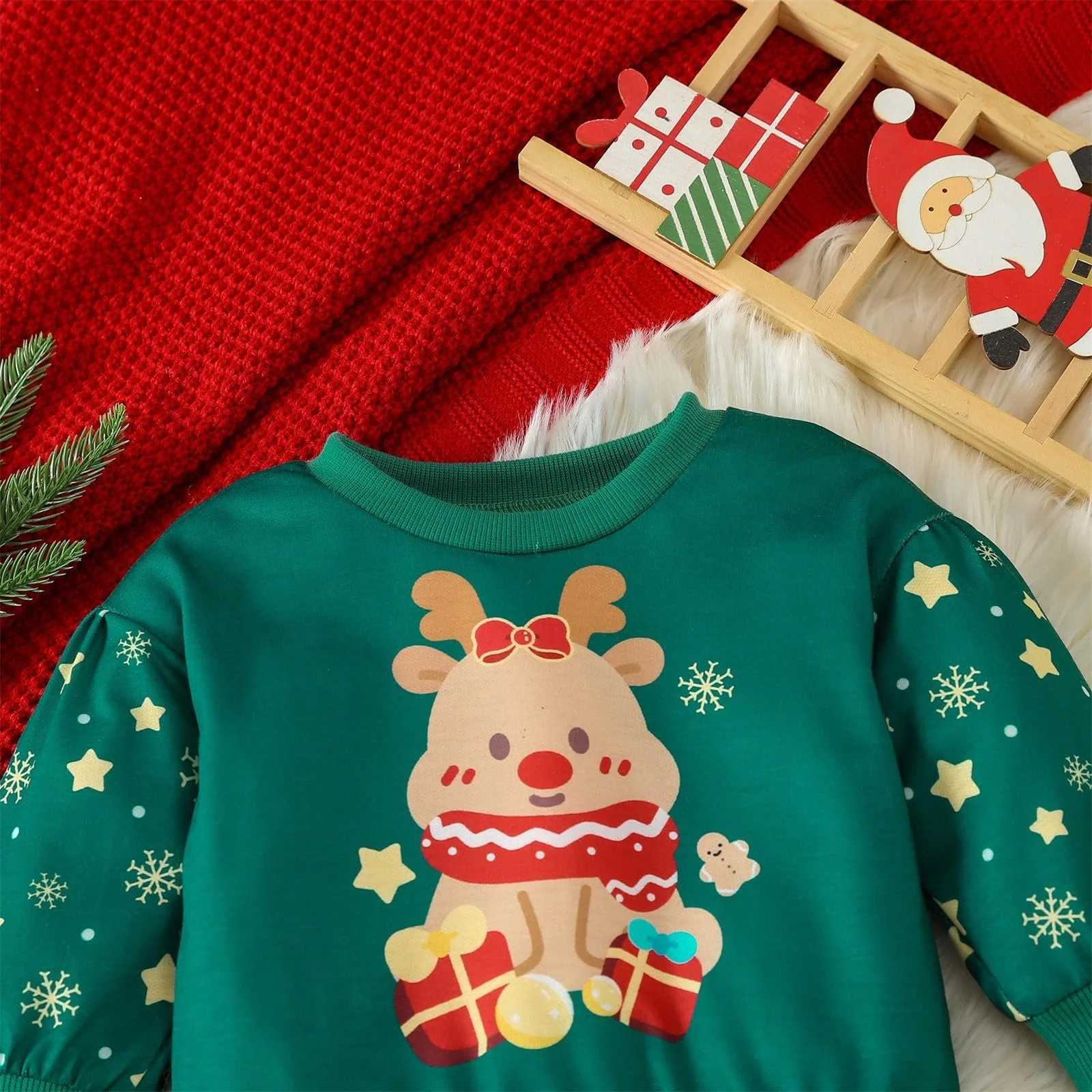 Толстовка з різдвяним принтом літер Generisch для дівчаток ясельного віку, фото №2