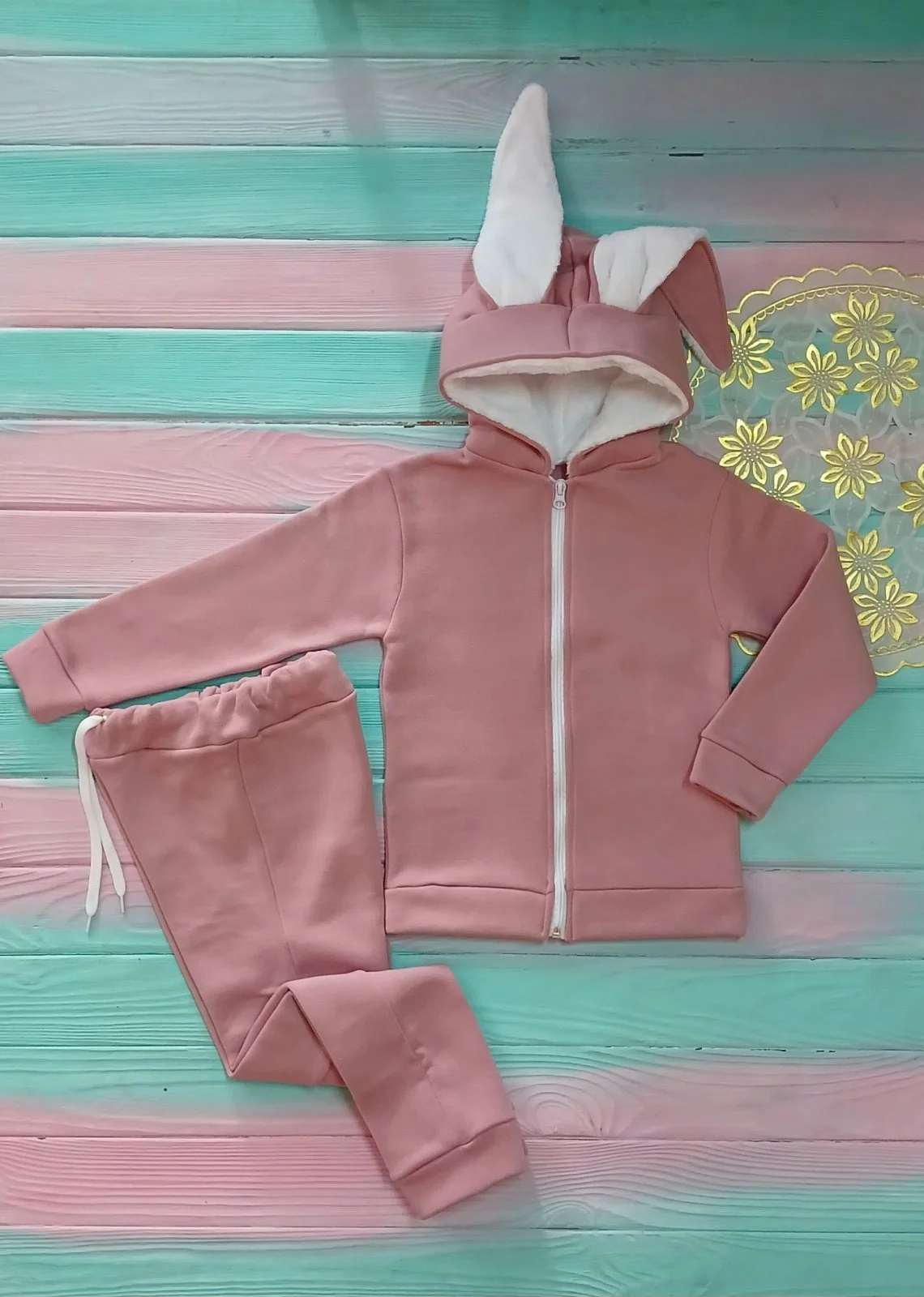 Детский теплый костюм на флисе с ушками 104-110 см, фото №3 Детский теплый костюм на флисе с ушками 104-110 см, фото №3