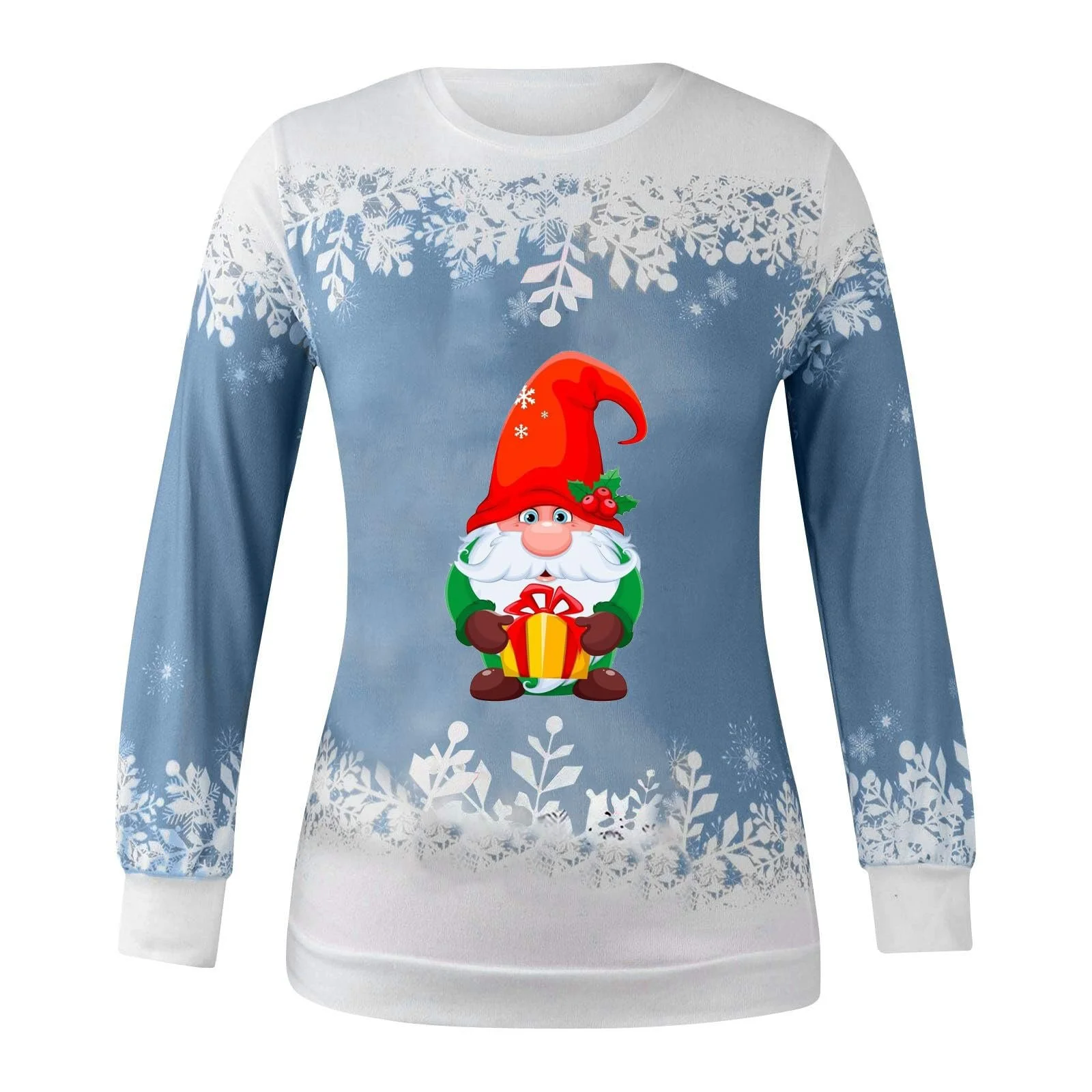Женский Рождественский Свитшот Рождественский Пуловер с Графическим Принтом Рождественский Джемпер с Круглым Вырезом и Длинными Рукавами, фото №3