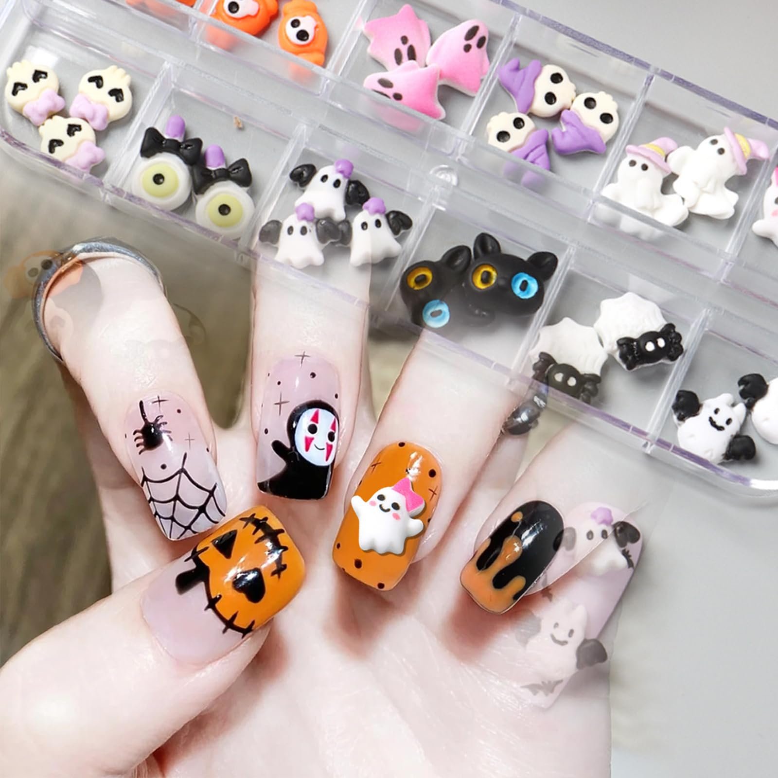 на Хелловін, 1 коробка, гарбуз, привид, аксесуари 3D каміння, фото №5