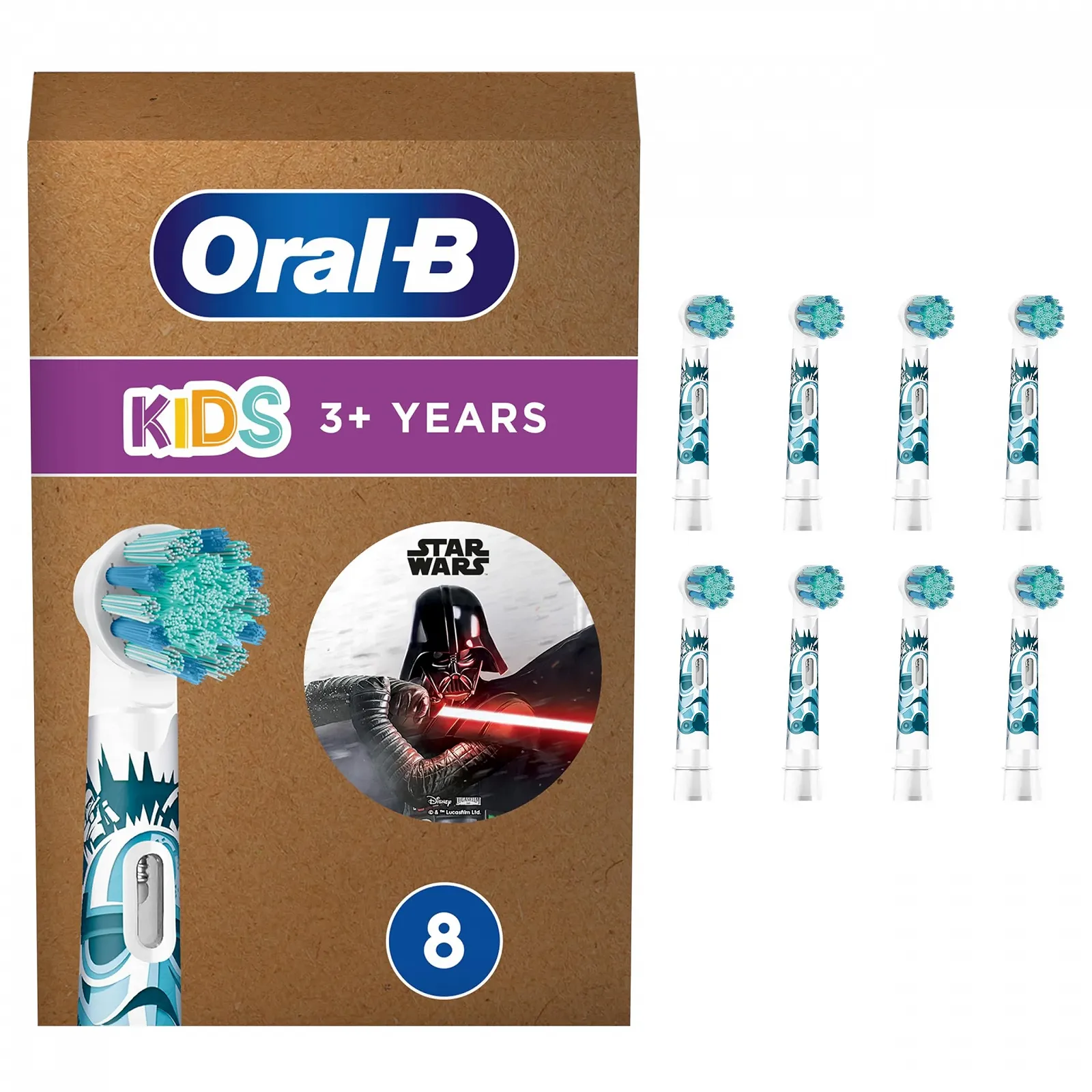 Насадки для электрической зубной щетки Oral-B Kids 8 шт. Star Wars для детей от 3 лет, экстрамягкие щетинки, фото №1