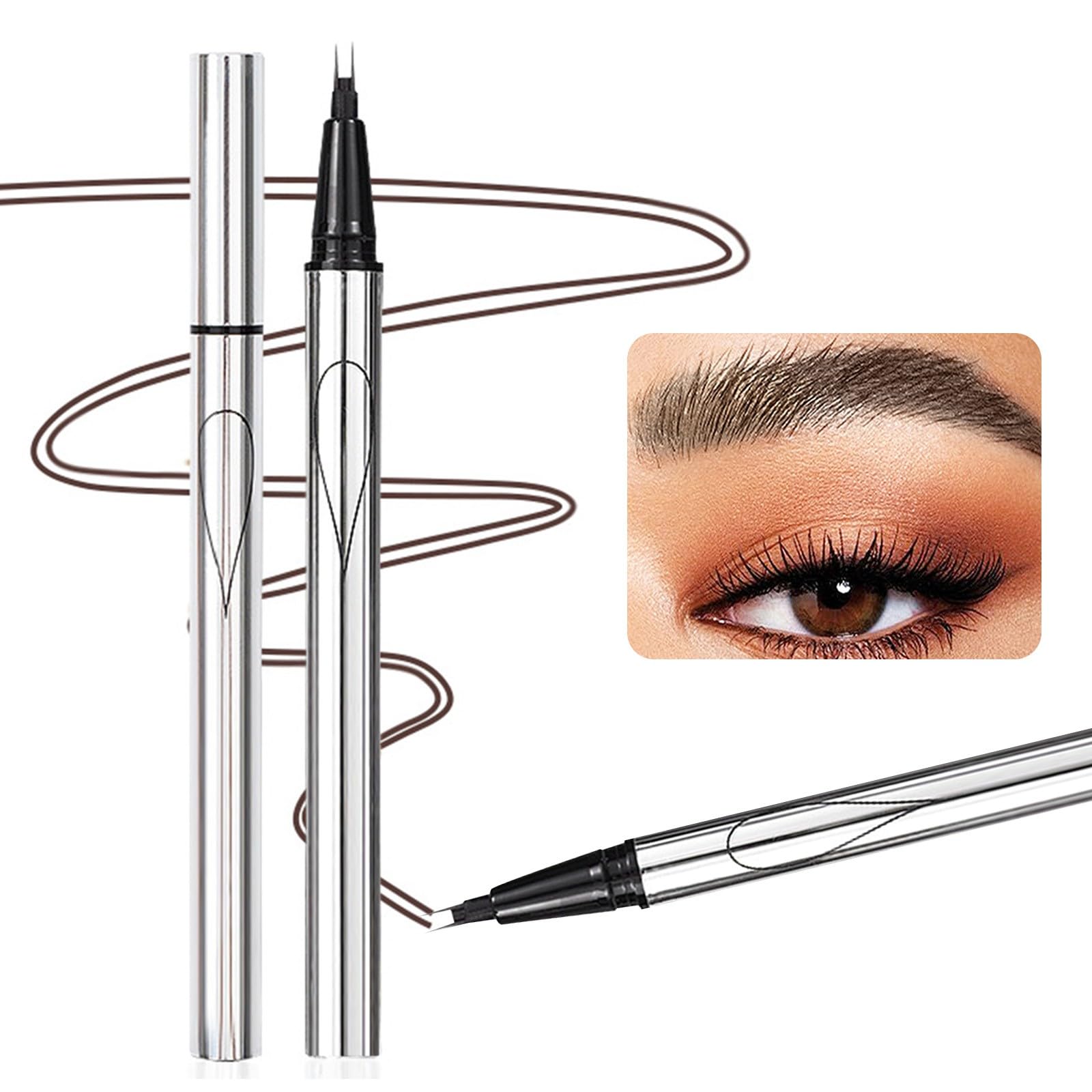 Олівець 3D Waterproof для брів з 2-ма вилковими наконечниками Microblading 2-точковий Довготривалий натуральний макіяж, фото №1