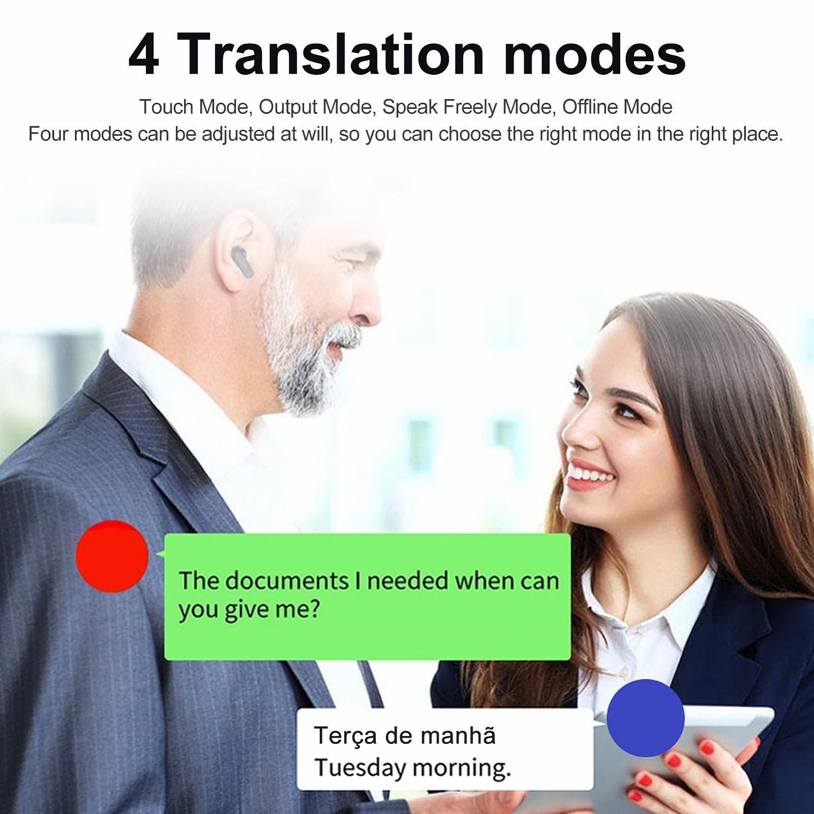 Навушники-перекладачі Bluetooth Dpofirs, бездротові, шумозаглушення, підтримка 84 мов, водонепроникні HiFi стерео, колір чорний, фото №3