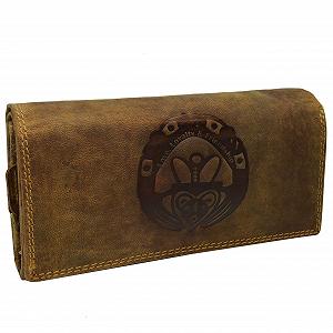 Кошелек Большой Женский flevado Claddagh С тиснением Ирландский Счастливый Знак с RFID NFC Защитой Кожаный (Коричневый), коричневый, Современный - Фото 1