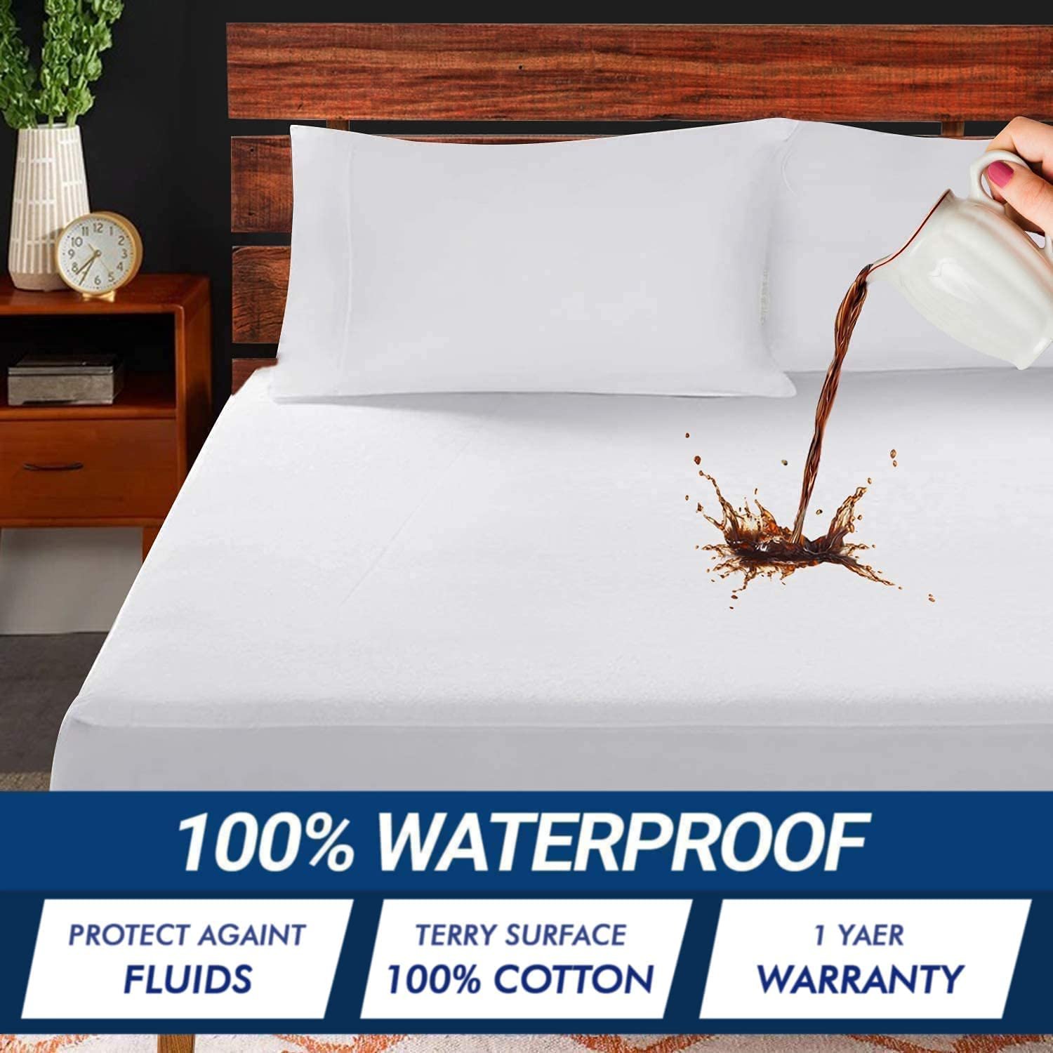 Наматрасник Хлопок махровый Family Bedding Водонепроницаемый Односпальный 90 см x 190 см, фото №6
