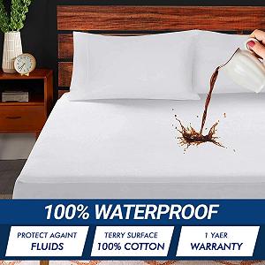 Наматрасник Terry Cotton Waterproof King Bed Family Bedding, 160 см x 200 см synthetic.ua - Фото 1