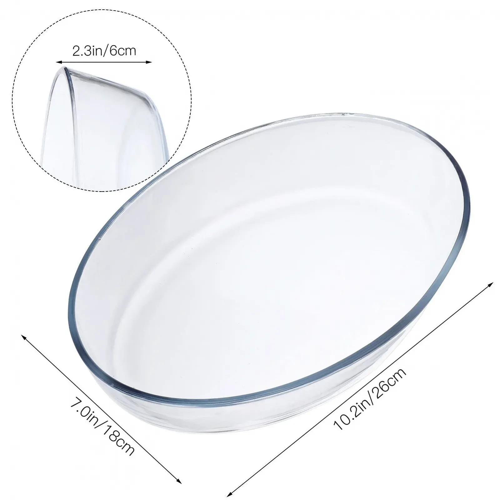 Противень для запекания Стеклянный термостойкий овальный для микроволновой печи, фото №2