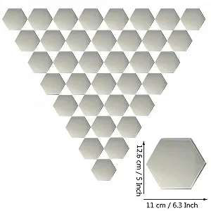 Наклейки на стіну 36 штук Шестикутні дзеркальні плитки 3D Сріблясті synthetic.ua - Фото 1