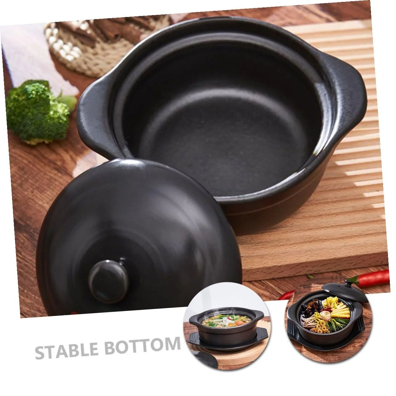 Керамическая кастрюля Lurrose с крышкой термостойкая 1,26 л, фото №9